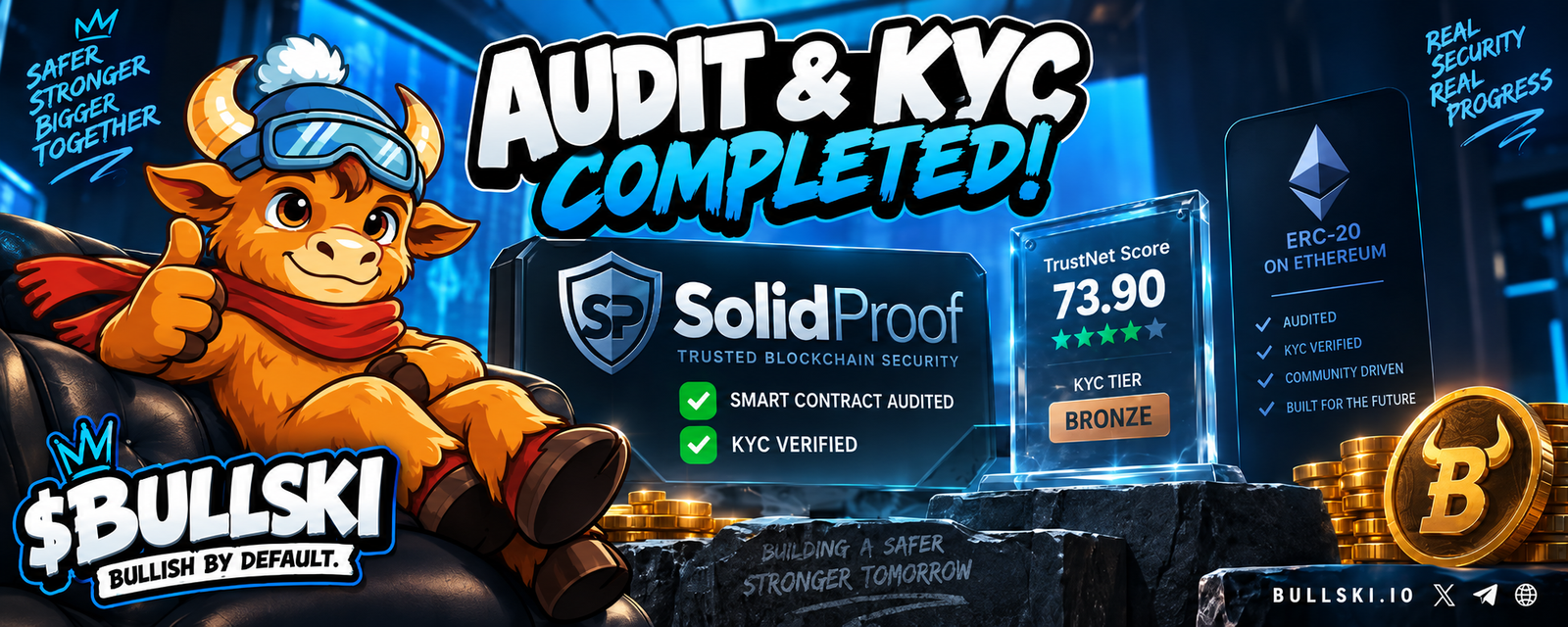 Bullski Coin Receives SolidProof Smart Contract Audit and KYC Verification With 73.90 TrustNet Score