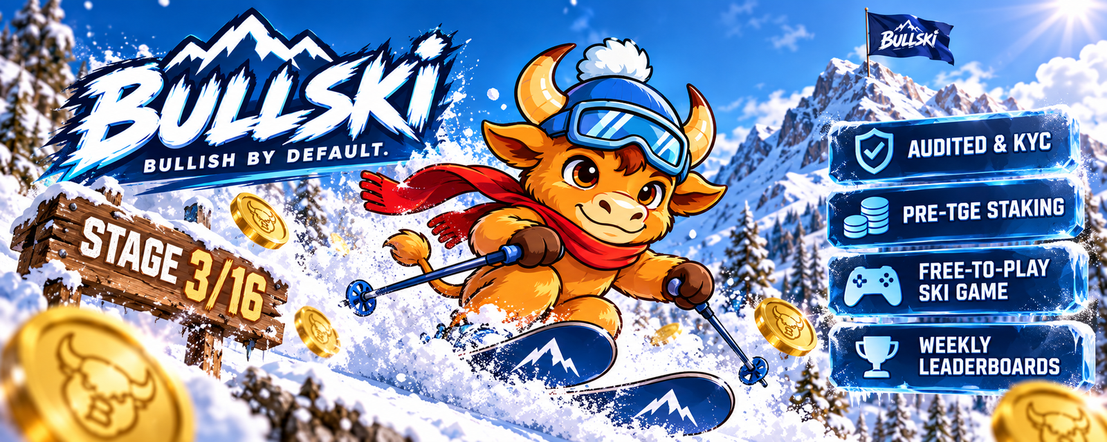 Bullski Presale Advances to Stage 3 as Ethereum Meme Coin Adds Audit, Pre-TGE Staking and Free-to-Play Ski Game